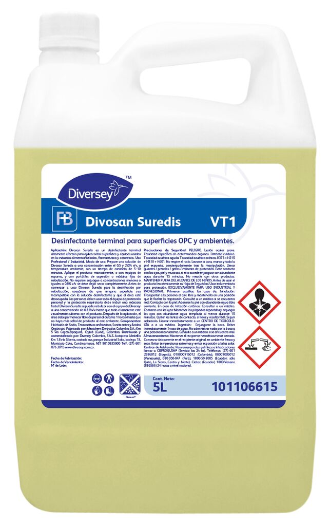 DIVOSAN SUREDIS 4x5L - Desinfectante terminal para superficies OPC y ambientes